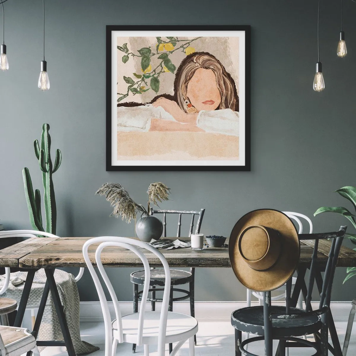 Pôster com moldura preta - Beleza do sul - 60x60 cm