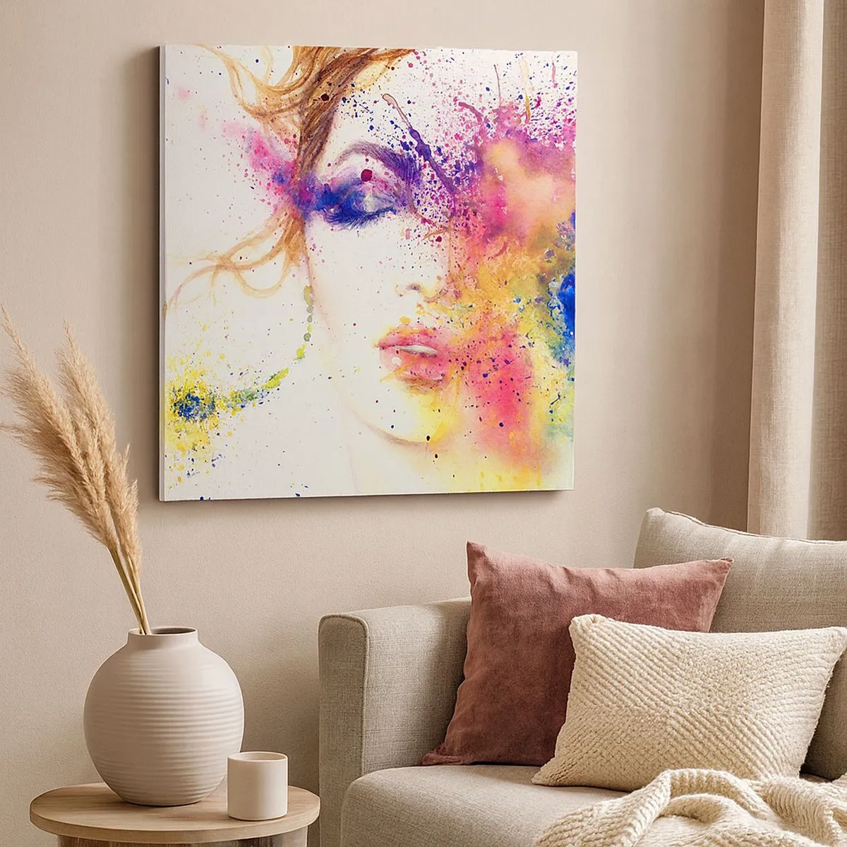 Quadro em tela - Vertigem arco-íris - 30x30 cm