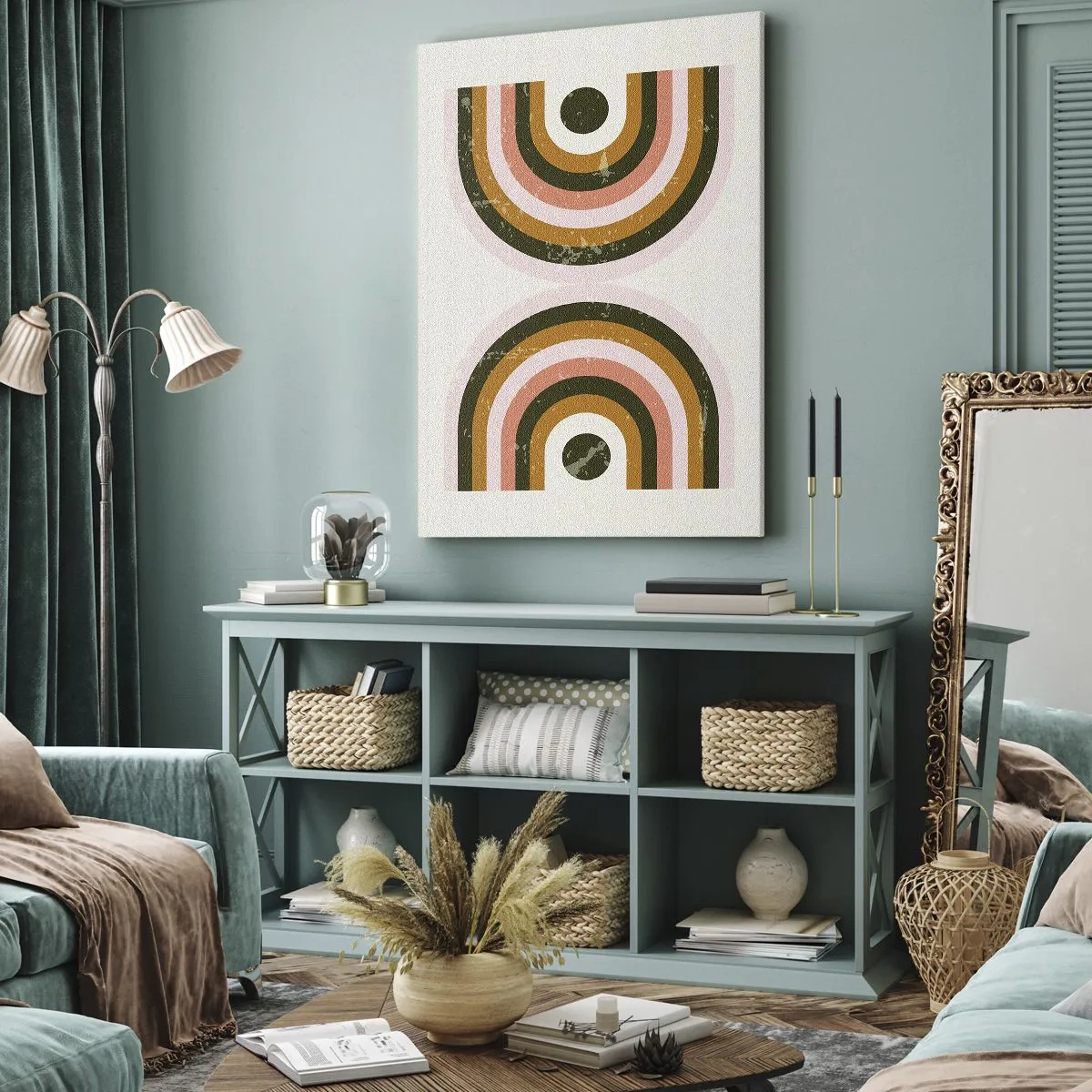 Quadro em tela - Abstração gêmea - 45x80 cm