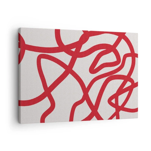 Quadro em tela - Linhas abstratas vermelhas em um fundo branco - 70x50cm - Vermelho em branco - Decoração de parede moderna para a sala de estar e quarto ARTTOR
