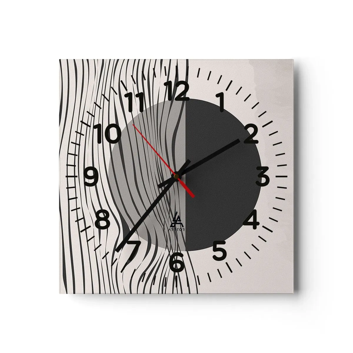 Relógio de parede - Relógio em vidro - Composição da metade - 40x40 cm