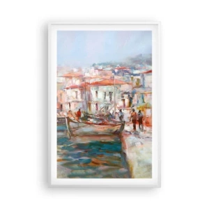 Pôster em moldura branca - Férias em pastel - 61x91 cm
