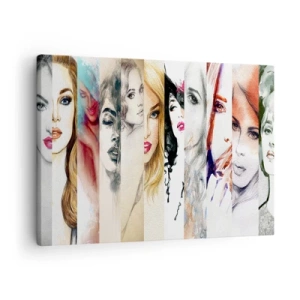 Quadro em tela - Uma coleção de retratos de mulheres em vários estilos artísticos. - 70x50cm - Sempre VOCÊ - Decoração de parede moderna para a sala de estar e quarto ARTTOR
