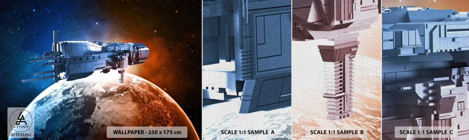 Amostra de papel de parede Premium Canvas - Observador atento - Cosmos, Nave espacial, Transporte - 100x30 cm