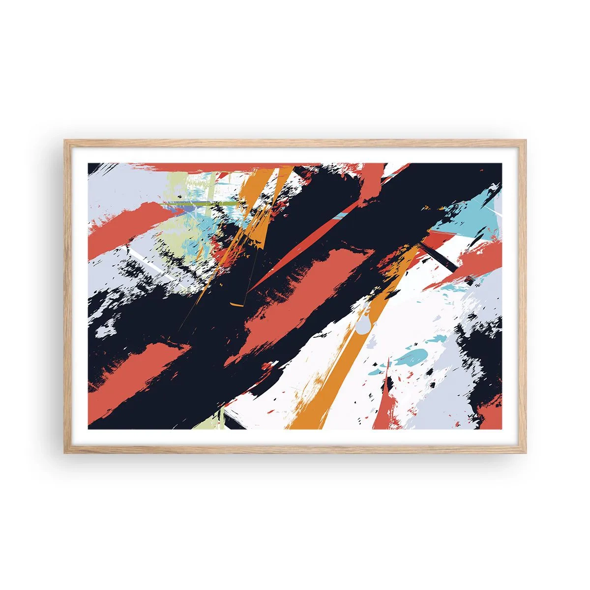 Pôster com moldura de carvalho claro - Composição dinâmica - 91x61 cm