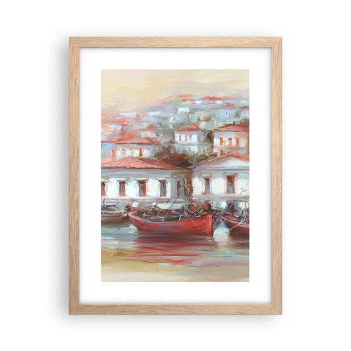 Pôster com moldura de carvalho claro - Cidade feliz - 30x40 cm
