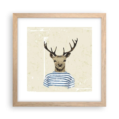 Pôster com moldura de carvalho claro - Porque eu gosto de camisas listradas! - 30x30 cm