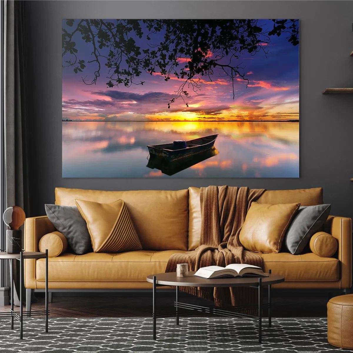 Quadro em vidro - Você parece estar pendurado no meio de um círculo no céu… - 70x50cm - Parece que estás pendurado no meio do céu… - Decoração de parede moderna para a sala de estar e quarto ARTTOR