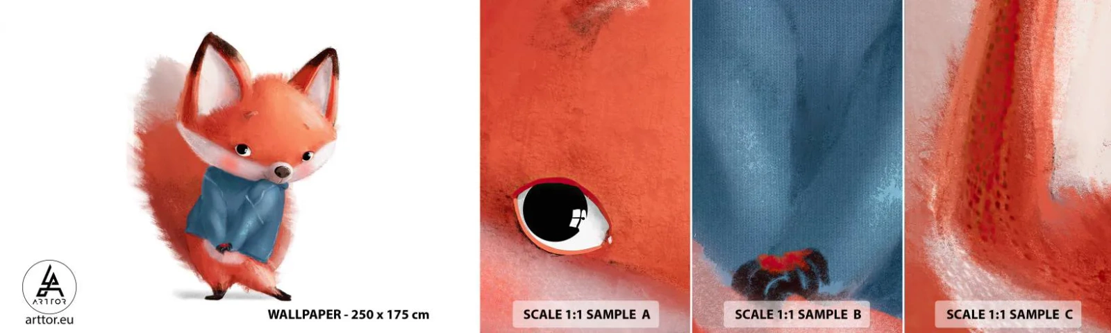 Amostra de Papel de Parede Standard Eco - Fico bonito nisto? - Para crianças, Raposa, Conto de fadas - 100x30 cm