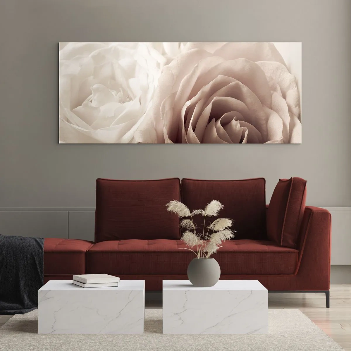 Quadro em vidro - No coração de uma rosa - 100x40 cm