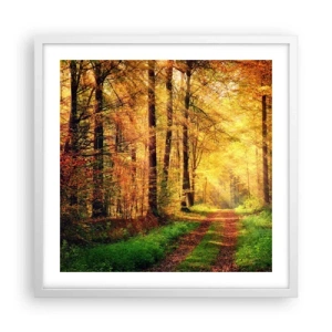 Pôster em moldura branca - Silêncio dourado da floresta - 50x50 cm