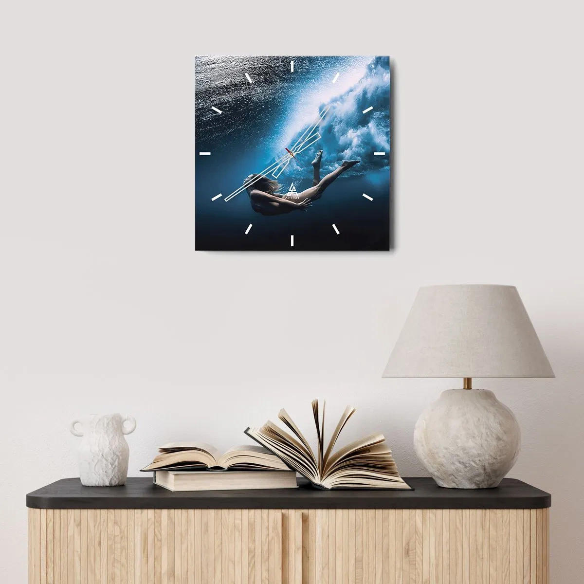 Relógio de parede - Relógio em vidro - Sereia moderna - 30x30 cm