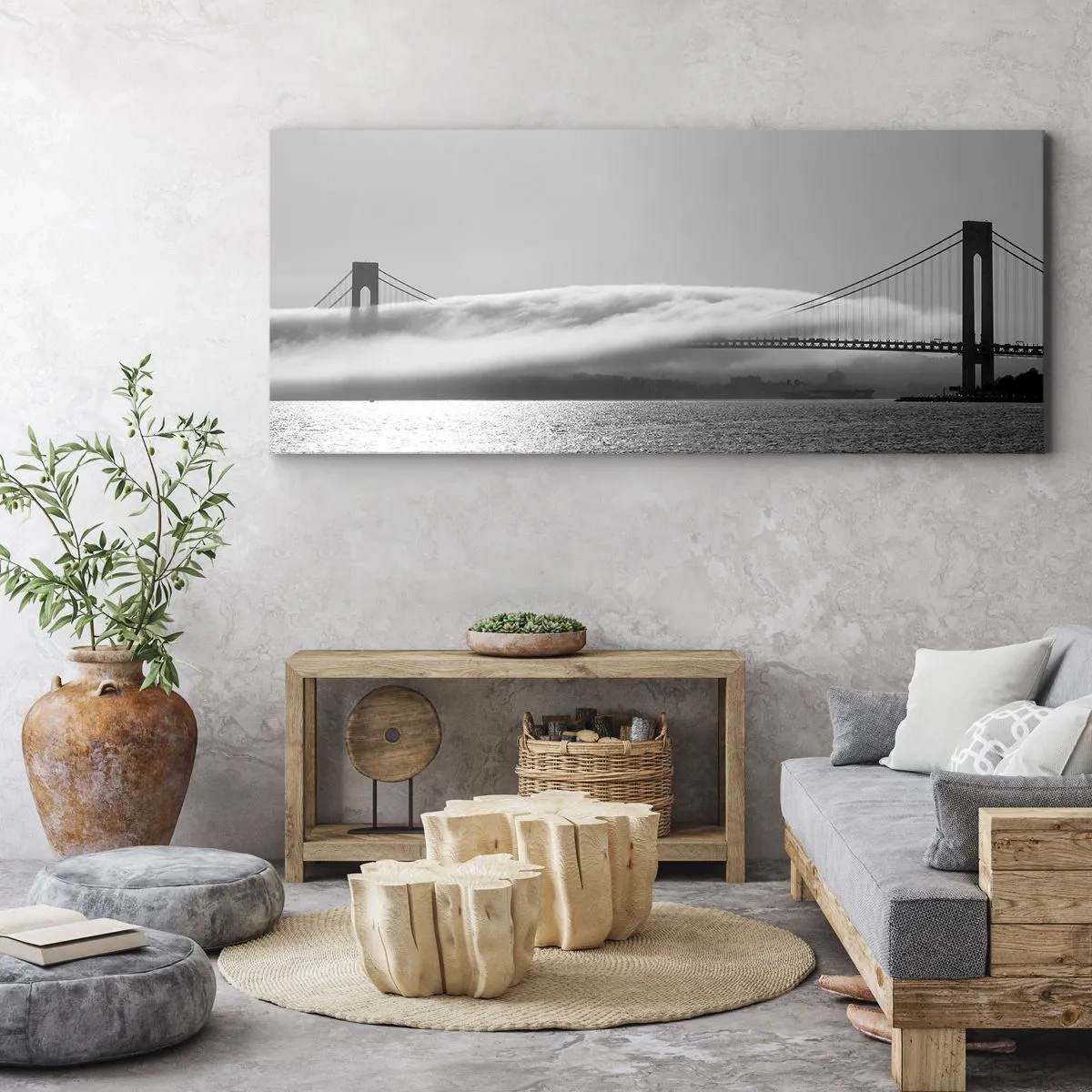 Quadro em tela - Navegando pelo Golden Gate - 100x40 cm