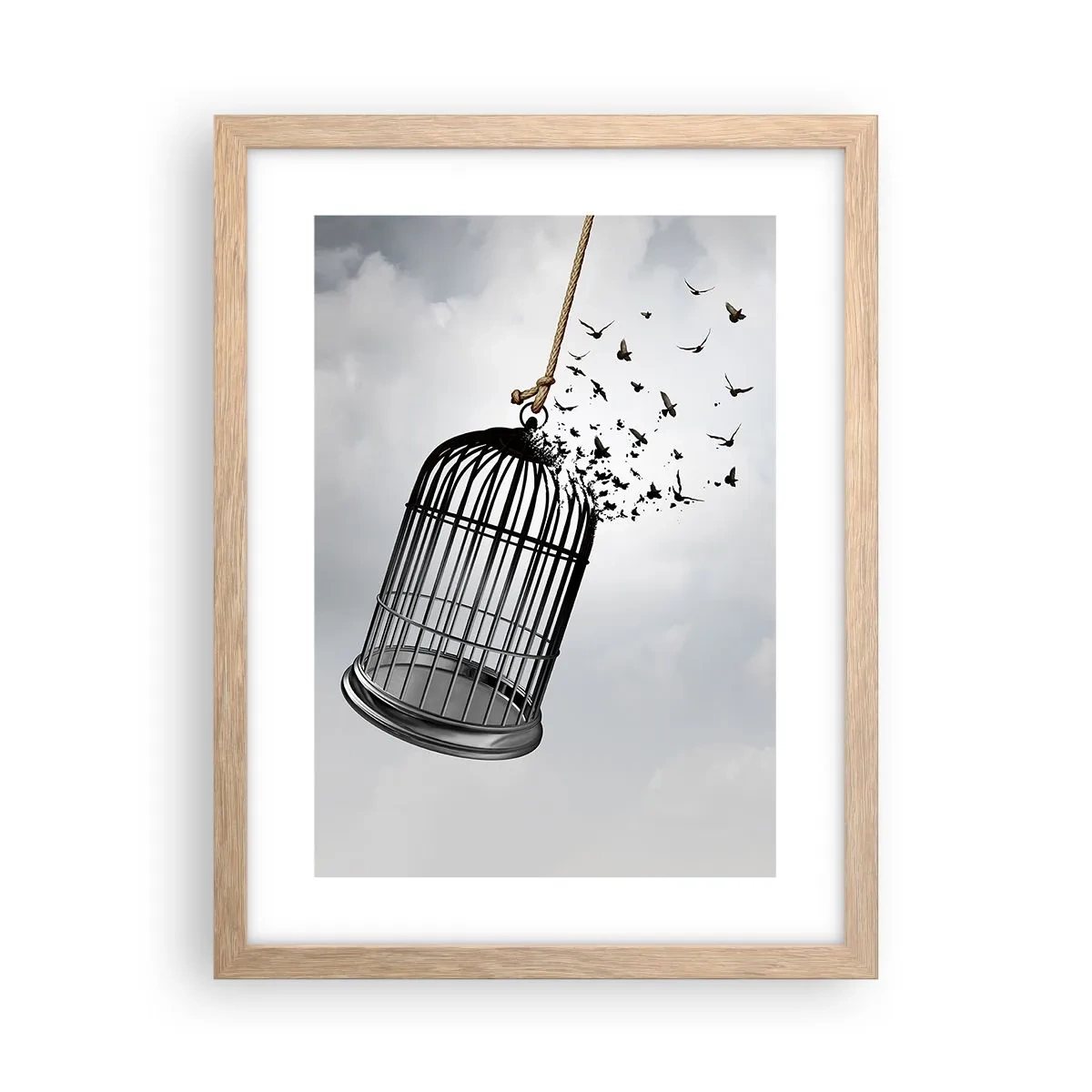 Pôster com moldura de carvalho claro - Fé... Esperança... Liberdade! - 30x40 cm