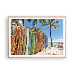 Pôster com moldura de carvalho claro - Diversão ensolarada - 100x70 cm