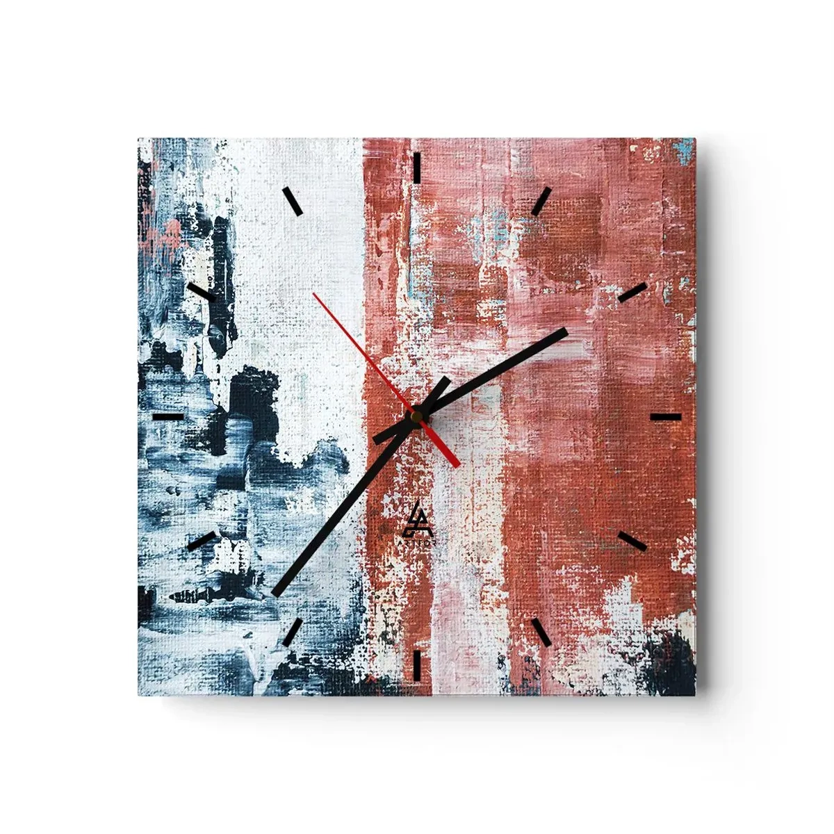 Relógio de parede - Relógio em vidro - Meio a meio abstrato - 30x30 cm