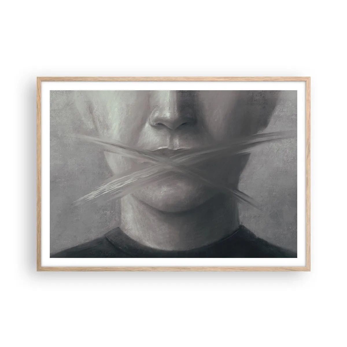 Pôster com moldura de carvalho claro - Nem uma palavra - 100x70 cm