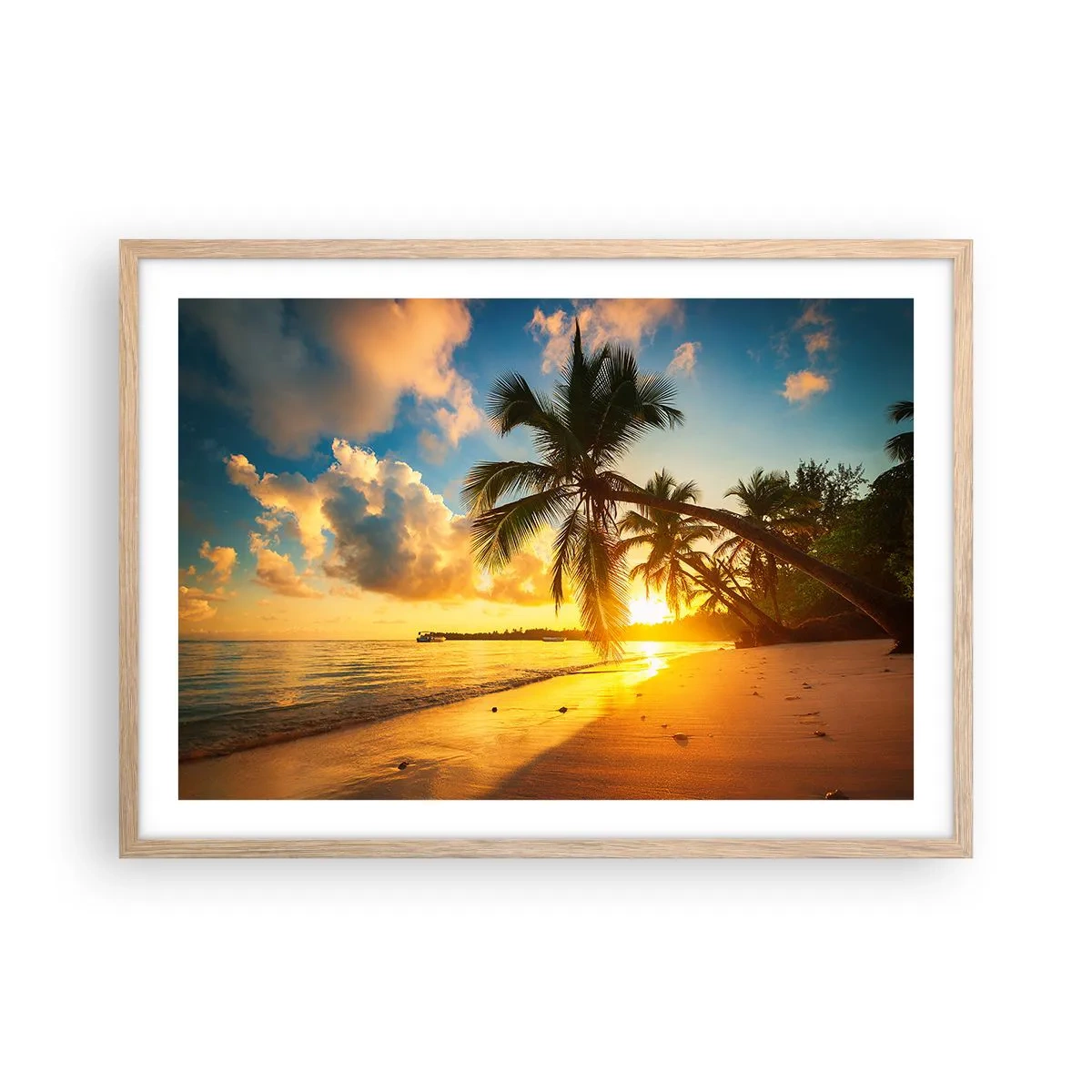 Pôster com moldura de carvalho claro - Um sonho caribenho - 70x50 cm