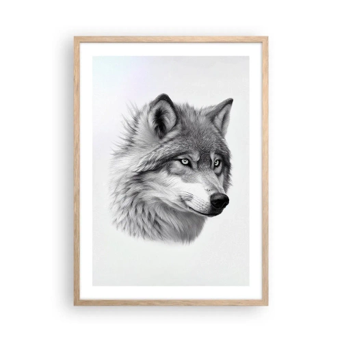 Pôster com moldura de carvalho claro - Alfa – sem dúvida - 50x70 cm