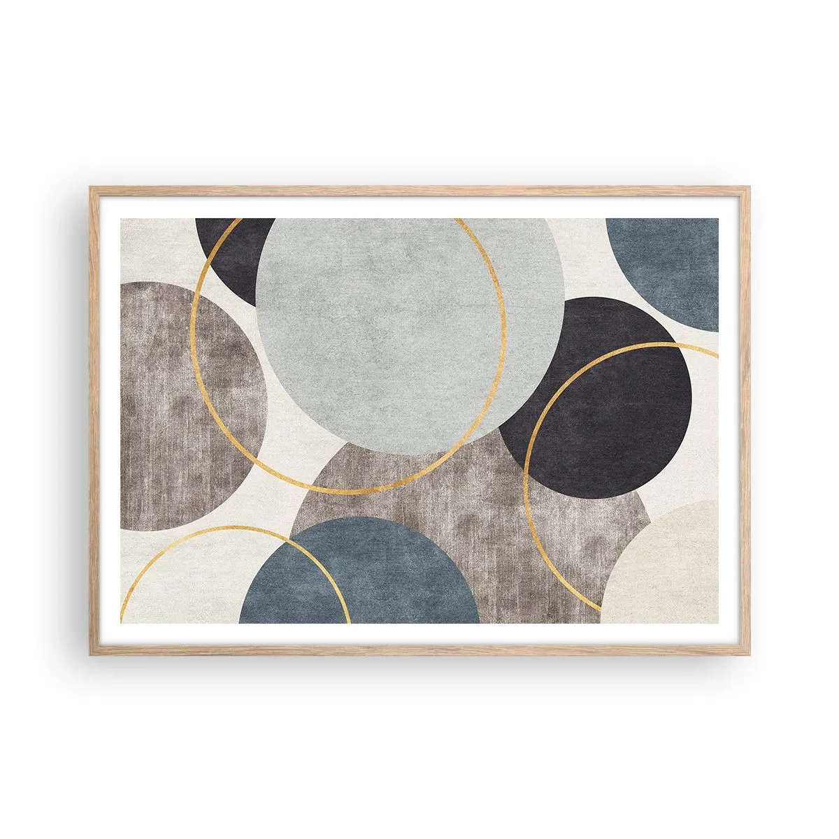 Pôster com moldura de carvalho claro - Roda por roda - 100x70 cm