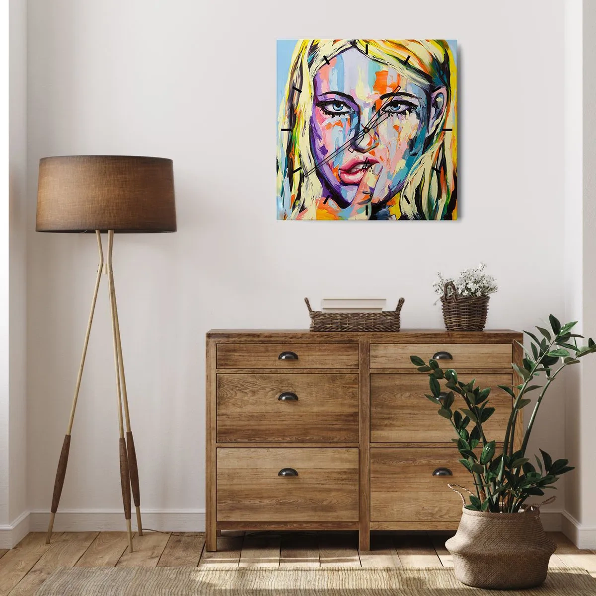 Relógio de parede - Relógio em vidro - Olhe-a diretamente nos olhos - 30x30 cm