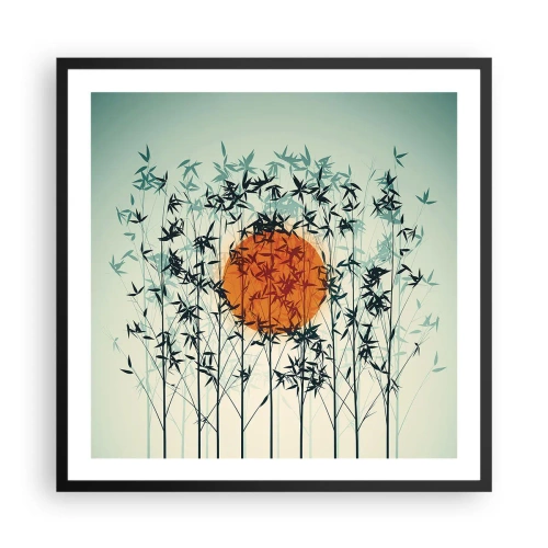 Pôster com moldura preta - Sol japonês - 60x60 cm