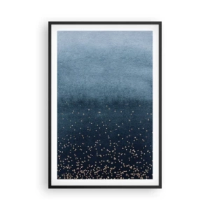 Pôster com moldura preta - Composição – fases azuis - 61x91 cm