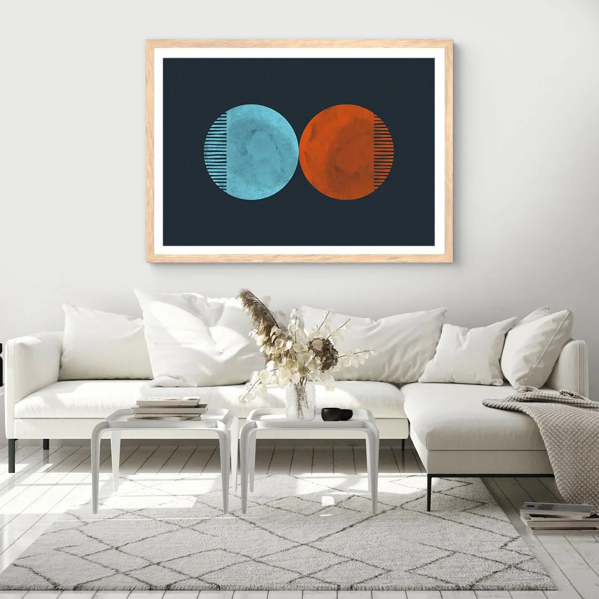 Pôster com moldura de carvalho claro - Apenas geometria? - 100x70 cm