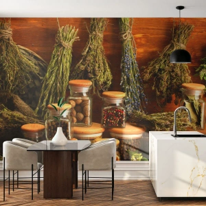 Papel de Parede Premium Sand - Magias da cozinha - Gastronomia, Ervas secas, Especiarias - 100x70 cm