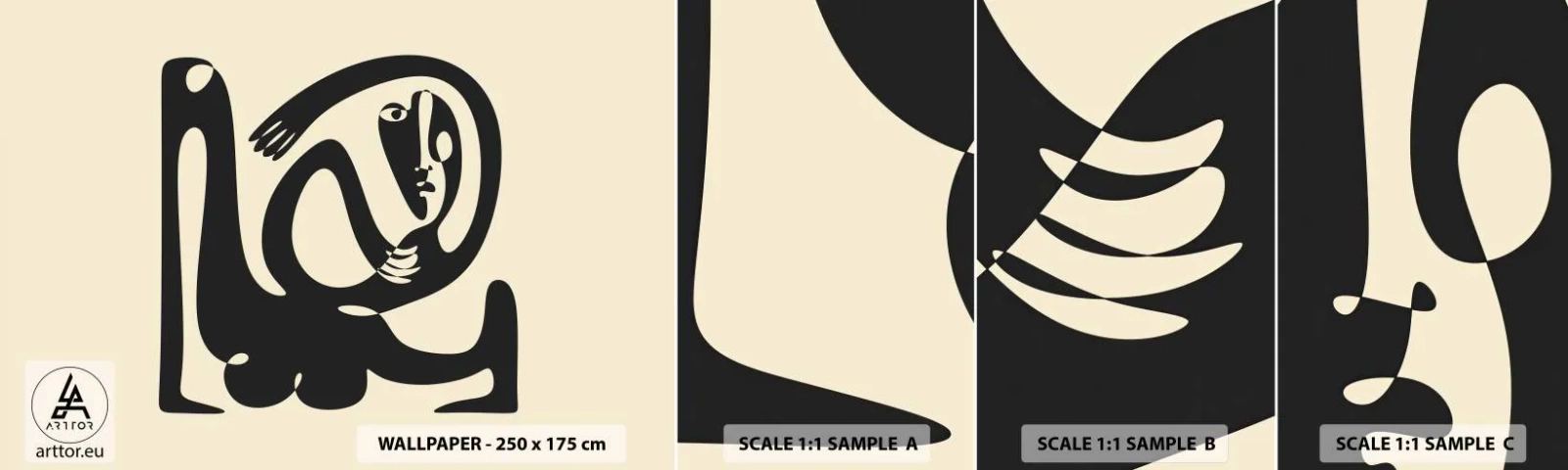 Amostra de Papel de Parede Standard Eco - Quase Picasso - Abstração, Pedaço, Gráficos - 100x30 cm