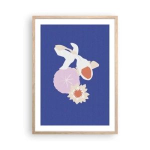 Pôster com moldura de carvalho claro - Composição de flores e botões - 50x70 cm