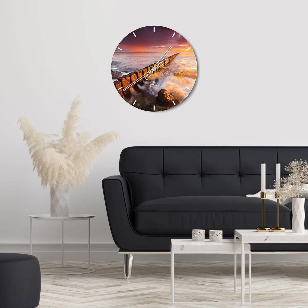 Relógio de parede - Relógio em vidro - A suavidade das ondas - 30x30 cm