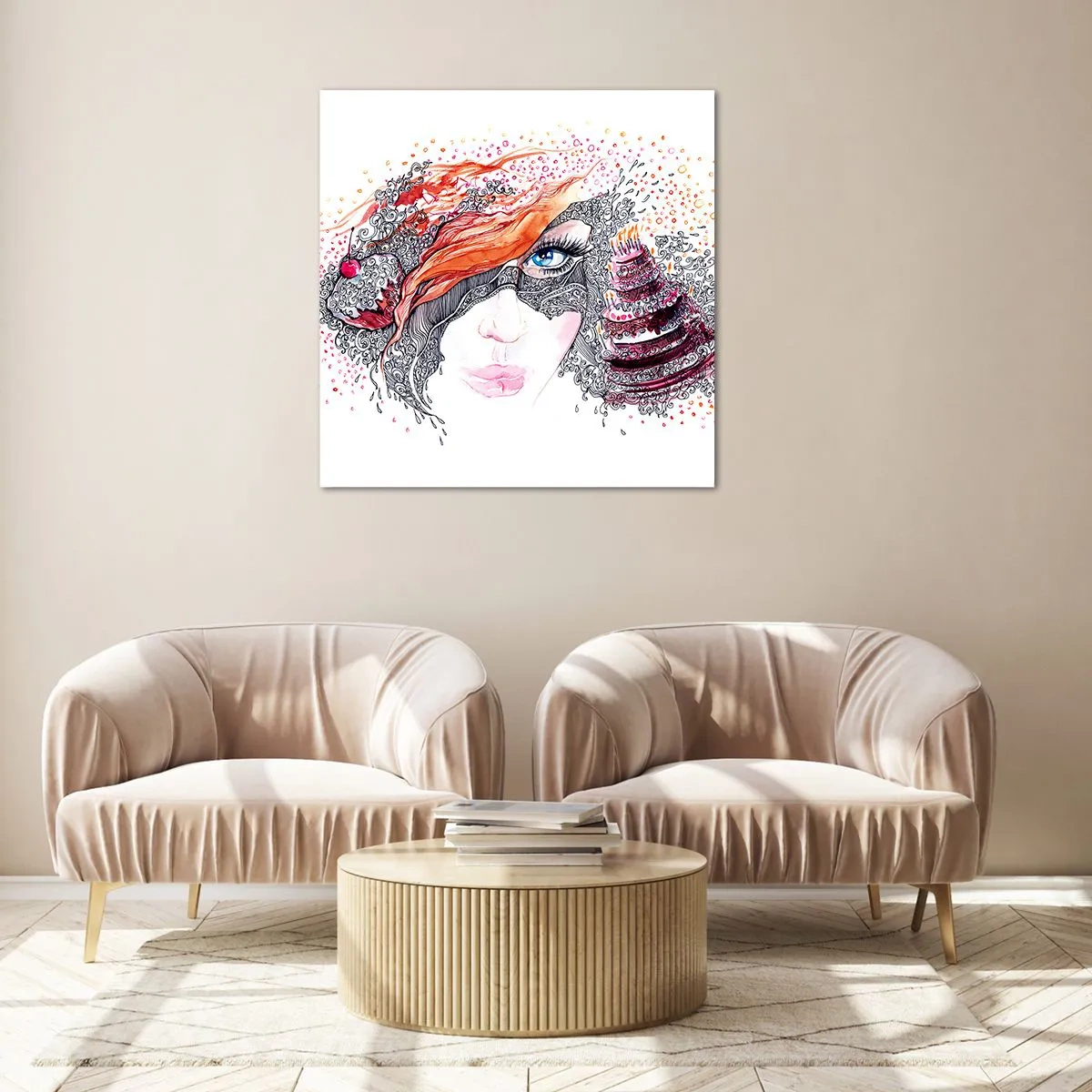 Quadro em vidro - Com ela, todos os dias são dias de festa - 70x70 cm
