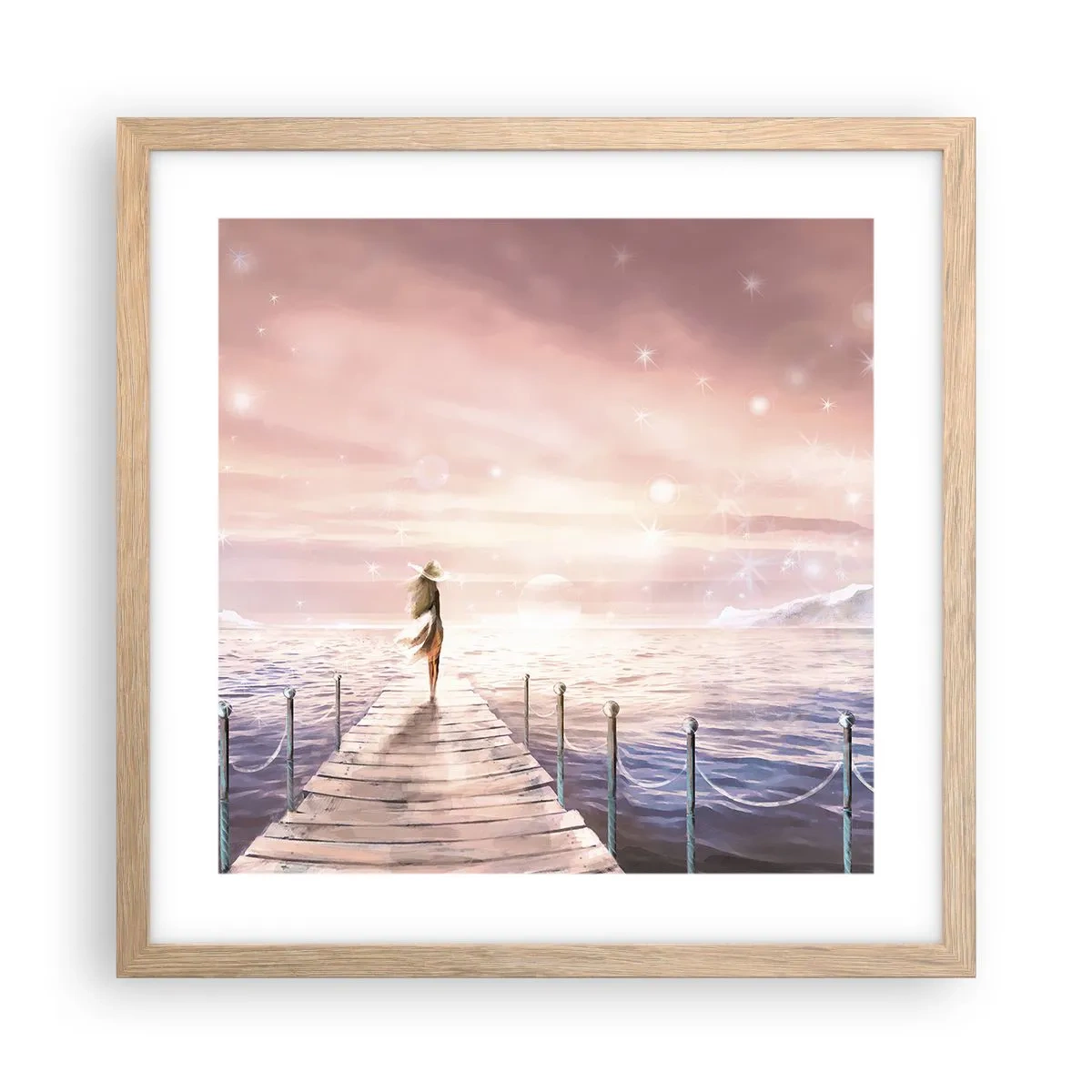 Pôster com moldura de carvalho claro - À luz de um sonho - 40x40 cm
