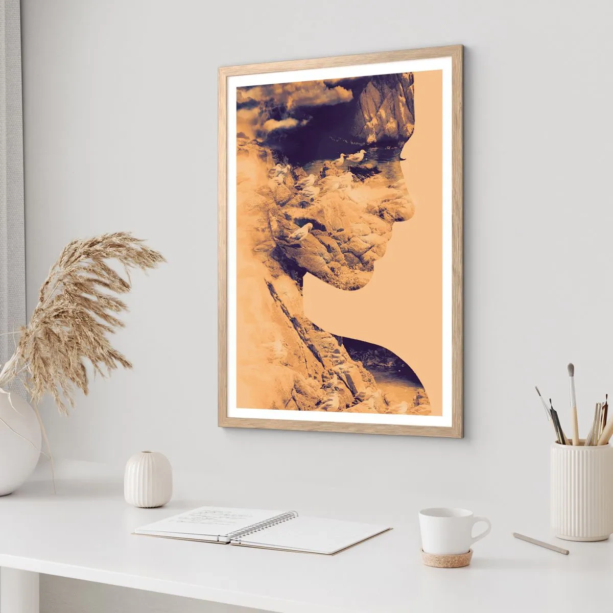 Pôster com moldura de carvalho claro - Linda por natureza - 50x70 cm