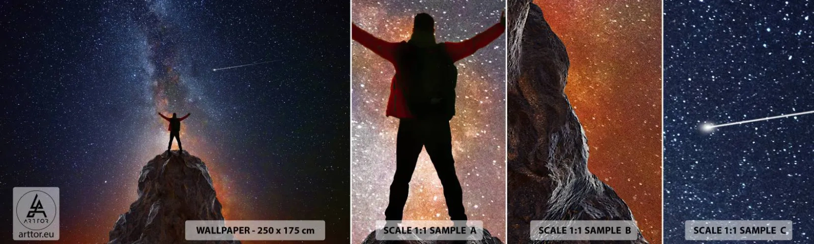 Amostra de papel de parede autocolante Deluxe Sticker - A força está comigo! - Abstração, Cosmos, Homem - 100x30 cm