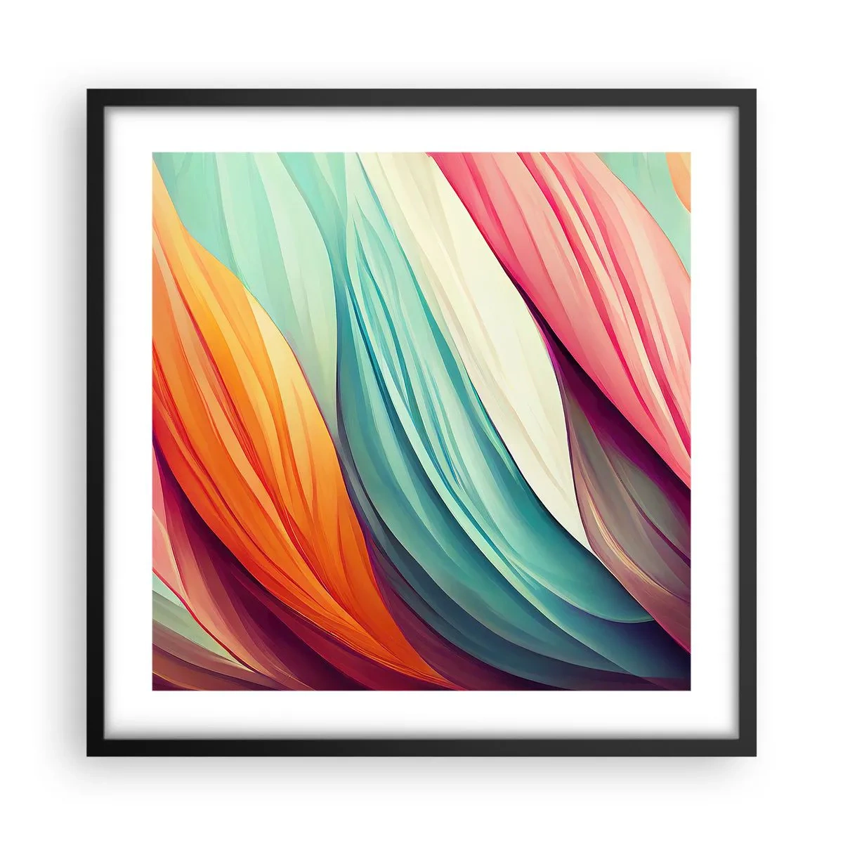 Pôster com moldura preta - Tecido arco-íris - 50x50 cm