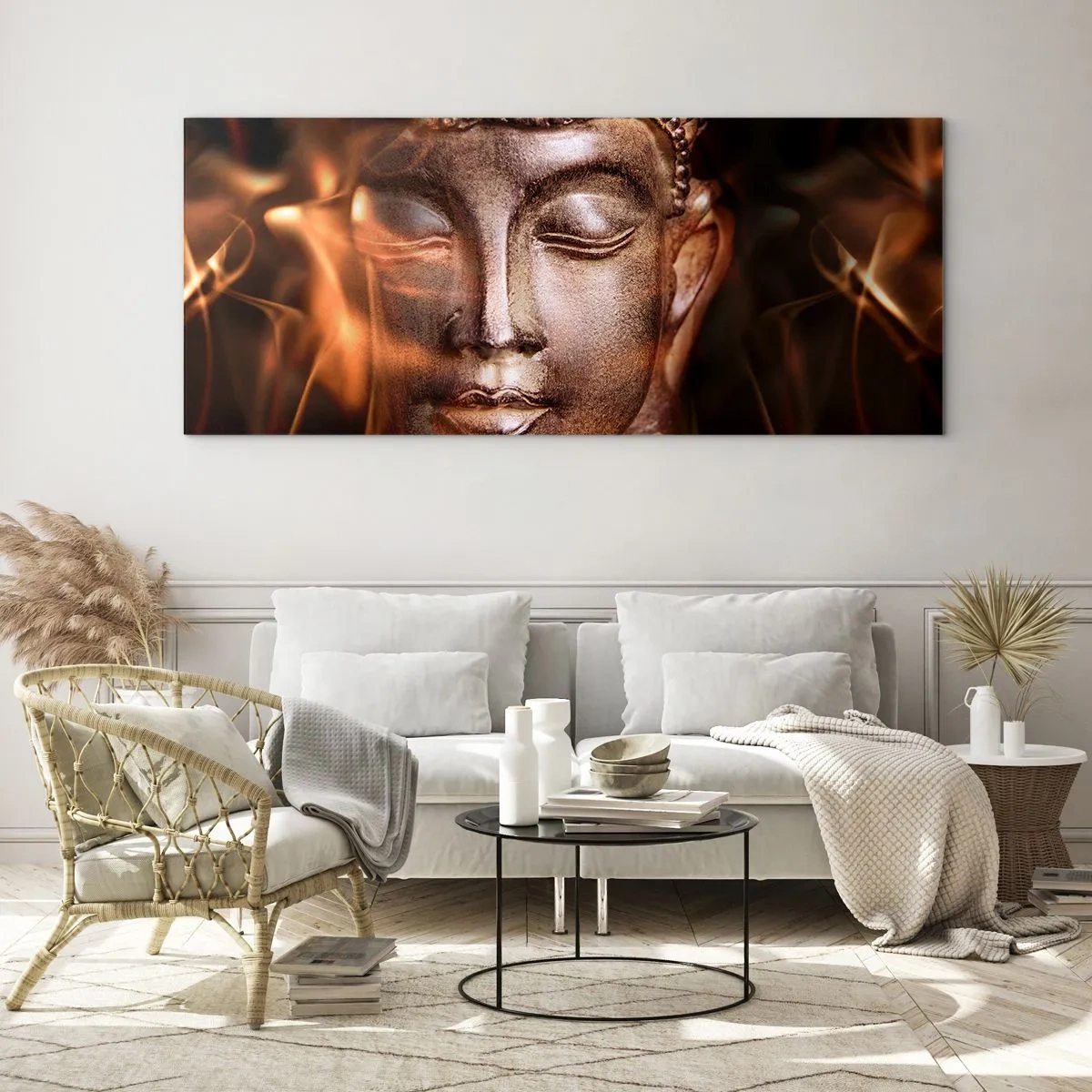 Quadro em vidro - Só existe o aqui e agora - 90x30 cm