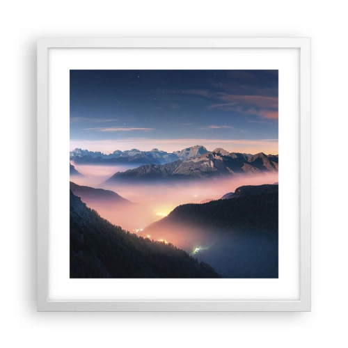 Pôster em moldura branca - Luz nos vales - 40x40 cm