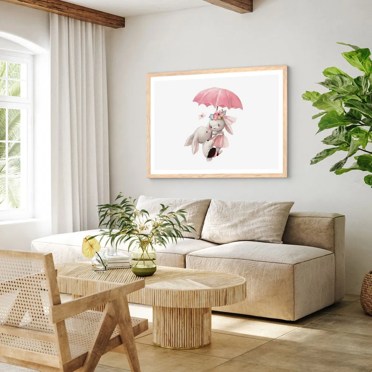 Pôster com moldura de carvalho claro - Isso é amor - 40x30 cm