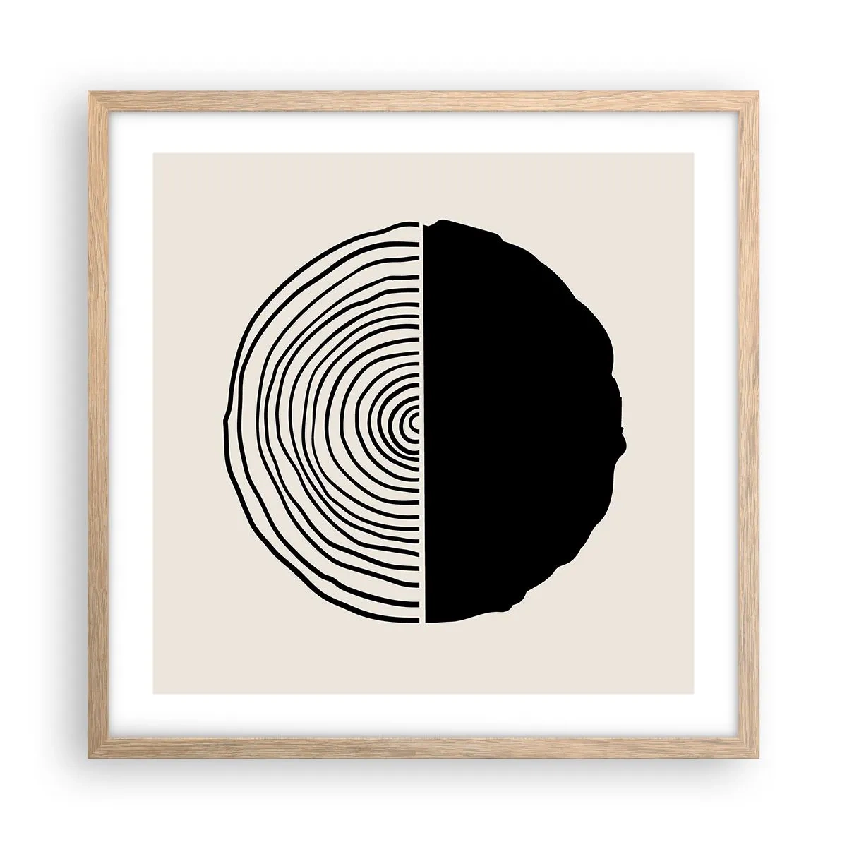 Pôster com moldura de carvalho claro - Meio a meio - 50x50 cm