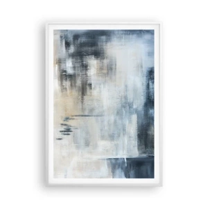 Pôster em moldura branca - Atrás da cortina azul - 70x100 cm