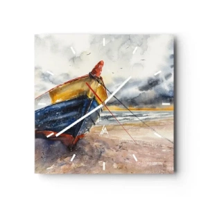 Relógio de parede - Relógio em vidro - Descanse na costa - 30x30 cm