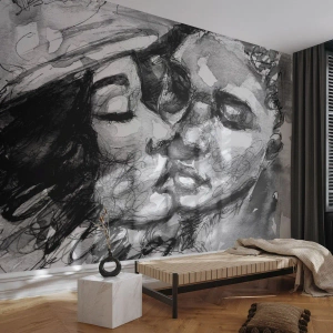 Papel de Parede Premium Sand - Um momento de ternura - Beijos, Amor, Amantes - 150x105 cm