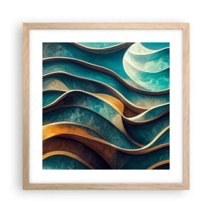 Pôster com moldura de carvalho claro - Meandros de azul - 40x40 cm