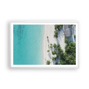 Pôster em moldura branca - Férias no paraíso - 91x61 cm