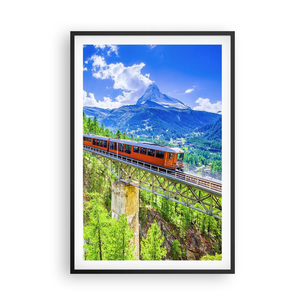 Pôster com moldura preta - Hora dos Alpes - 61x91 cm