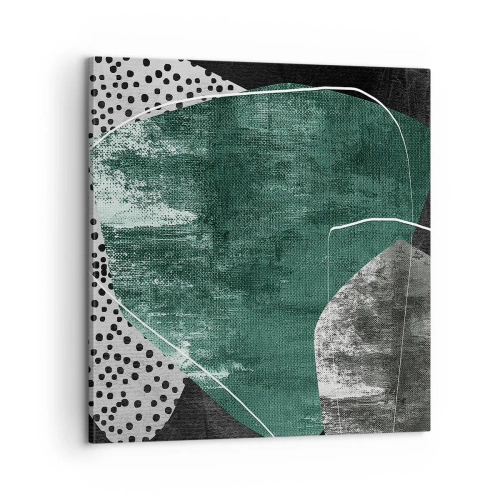 Quadro em tela - Abstração colorida com folha de ouro - 60x60 cm