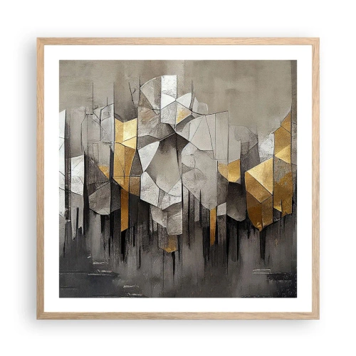 Pôster com moldura de carvalho claro - Composição de gelo e luz - 60x60 cm