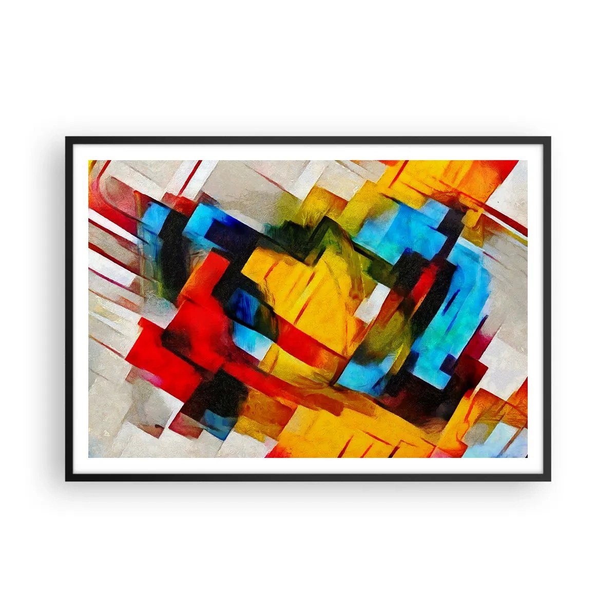 Pôster com moldura preta - Camadas multicoloridas - 100x70 cm